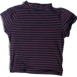 Red and navy striped crop top